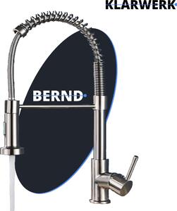 Bernd | rubinetto da cucina flessibile spazzolato argento per catering | rubinetto da cucina in acciaio inox | rubinetto girevole a 360 gradi | rubinetto ad alta pressione 2