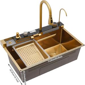 Lavello, Rubinetto multifunzione, Design moderno, Oro