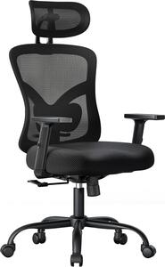 NWOC1-1-E Sedia da ufficio Sedia ergonomica da scrivania, metallo, nero, 60 x 48 x 115-131 cm