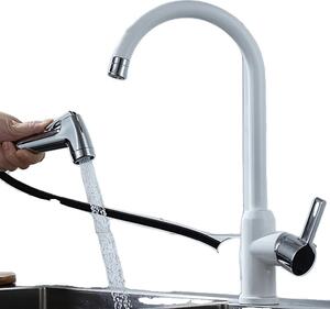 Rubinetto da cucina flessibile, in acciaio inox resistente, opzione acqua calda e fredda, 04027WH