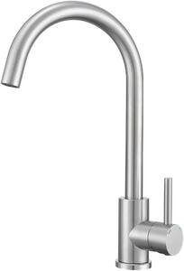 Rubinetto da cucina VBChome in acciaio inossidabile spazzolato con effetto granito, ruotabile a 360° – Rubinetto monocomando per lavello, rubinetto moderno per lavello
