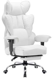 COMHOMA sedia da gioco, sedia da ufficio ergonomica, sedia da scrivania con braccioli regolabili, supporto lombare a molla 150 kg, bianco