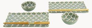 Set di 6 piatti da sushi in porcellana Mermaid, 2 persone