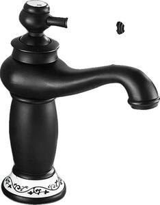Rubinetto per lavabo, stile antico, portata elevata, ottone, nero