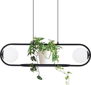 Lampada a sospensione FINESTRA bianco e nero 2xE27x40W in vetro, dimensioni: 80x93x16 cm, IP20, Kaja
