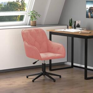 The Living Store Sedia da ufficio girevole in velluto rosa