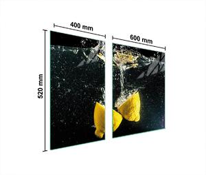 Piastre copri fornello 2 pezzi 100x52 Copri piano cottura in Vetroceramica tagliere in vetro limone nero