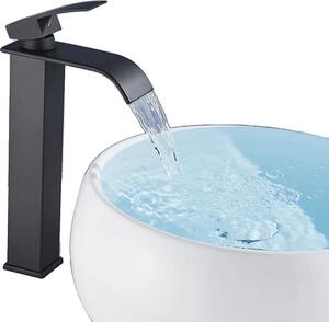 Rubinetto per lavabo, a soffitto, monocomando, stile contemporaneo, nero opaco alto