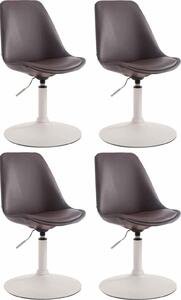 Set di 4 sedie da pranzo in Pelle finta - sedie - design moderno, seduta confortevole. Colore: marrone | colore base: bianco