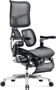 Sedia da ufficio Diablo Brave V-Kinetic Sedia da ufficio ergonomica per manager con poggiapiedi Braccioli 5D Supporto lombare in rete Seduta regolabile con capacità di carico fino a 120 kg, Colore: Nero