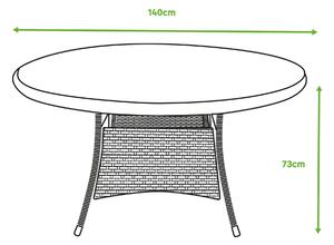 Tavolo da giardino Costa Rica NATERIAL in alluminio con piano in vetro marrone per 6 persone Ø 140 cm