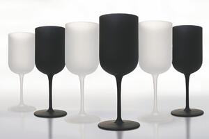 Bicchieri calici in vetro satinato set 6 calici frosted 450 ml Masai Black