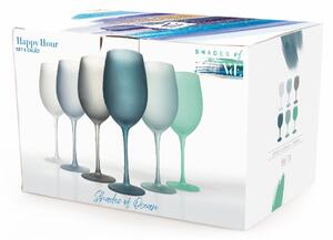 Bicchieri calici in vetro satinato set 6 calici frosted 550 ml Happy Hour