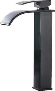 Rubinetto per lavabo, bocca a cascata, comando monocomando, nero lucido