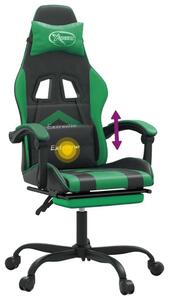 VidaXL Sedia da gioco con poggiapiedi girevole in ecopelle nera e verde