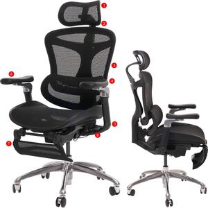 SIHOO sedia da ufficio, sedia da scrivania girevole, ergonomica, supporto lombare poggiapiedi 6D-braccioli regolabili nero