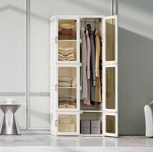 Armadio CDGlobal, armadio 69 x 170 x 50 cm (L x A x P), facile da montare, armadio multiuso pieghevole con ante magnetiche, armadio per soggiorno camera da letto bianco