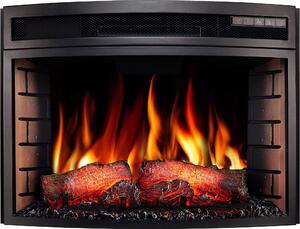 ArtiFlame AF25 Panoramic: caminetto elettrico da incasso con riscaldamento da 1600 W, effetto fiamma 3D realistico, illuminazione a LED, telecomando, colore nero