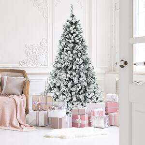 Costway Set di 2 Albero di Natale 225 cm in PVC 1010 rami, Abete artificiale innevato illuminato con solida base di metallo