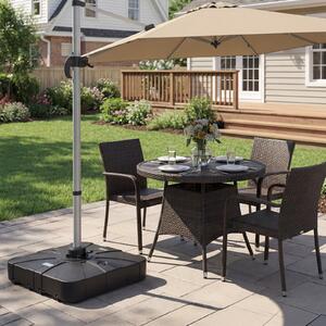 Costway Base per ombrellone da esterno con braccio a cantiere da 130 kg, Base quadrata con ruote riempibile per giardino Nero