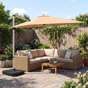 Costway Base per ombrellone da esterno con ruote 210 kg supporto pesante, Base quadrata riempibile con acqua e sabbia per giardino Nero