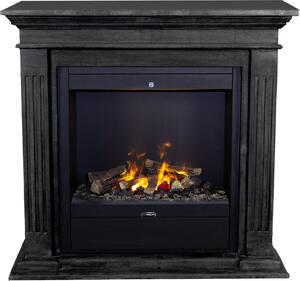 Caminetto a vapore acqueo Xaralyn - Cadiz EAL-SBU - pietra naturale nera - riscaldatore da 1500 watt - con telecomando - caminetto elettrico Opti-Myst - caminetto da incasso incluso - caminetto decorativo