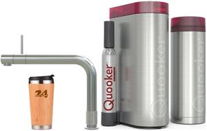 "QUOOKER FRONT beccuccio fisso in acciaio inox VAQ PRO3 con CUBO2 (3FRONTRVSCUBE)" Rubinetto per acqua bollente a 100°C con sistema di acqua potabile *Incluso thermo mug