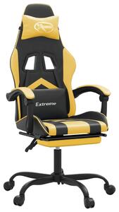Sedia da gaming vidaXL con poggiapiedi girevole Nero e oro Pelle finta