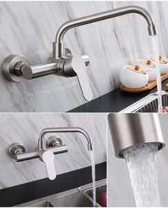 Rubinetto da cucina in acciaio inossidabile, per lavelli da cucina, lavelli per insalata, lavelli da balcone e rubinetto girevole per acqua calda e fredda