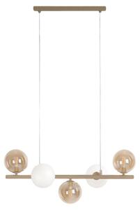 Lampada a sospensione con sfere di vetro LEMO beige 5xG9x8W, vetro, dimensioni: 100x65x28 cm, IP20, Kaja