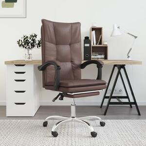 The Living Store Sedia da ufficio con funzione reclinabile in Pelle finta marrone
