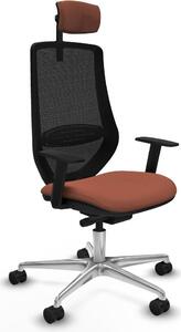 Sedia da ufficio Piqueras y Crespo modello D086N2W, colore marrone e nero