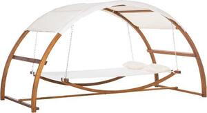 Materasso gonfiabile con struttura in legno e tettuccio ombreggiante per il massimo relax - 322 x 160 cm