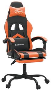 Sedia da Gaming Girevole Poggiapiedi Nero Arancione Pelle finta