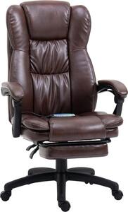 Sedia girevole regolabile con poggiapiedi, poggiatesta, funzione massaggio, rivestimento in Pelle finta, 68,5x68,5x113-121 cm, marrone