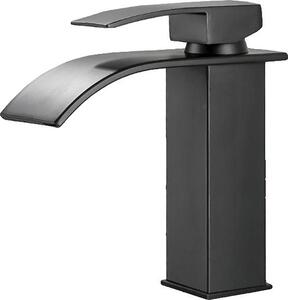 Rubinetto per lavabo, monocomando, montaggio su piano, nero opaco A corto