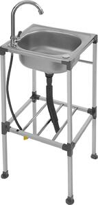 Lavello industriale, indipendente in acciaio inox, rubinetto integrato, argento
