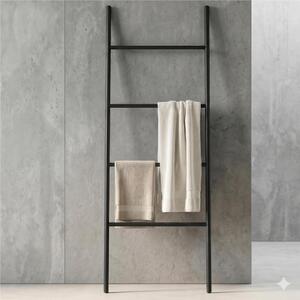 Porta Salviette verticale estetica Minimale Dimensioni 43,5x 2,5xh 156 cm in verniciato nero opaco Garanzia di durata Made In Italy