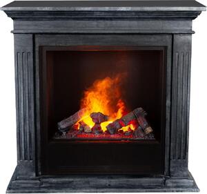 Caminetto a vapore acqueo Xaralyn - Cadiz EC6-SWU - pietra naturale lucida nera - con telecomando - caminetto elettrico Opti-Myst - caminetto da incasso incluso - caminetto decorativo