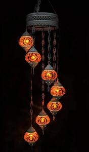 Lampada a sospensione in vetro marrone con mosaico colorato, lampadario orientale, 7 sfere di vetro, realizzato a mano, 155 cm