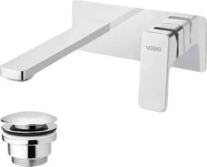 Miscelatore per lavabo da parete con tappo a click-clack, modello MITO, finitura cromata