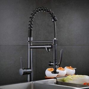 Doppia pinza con funzione a spruzzo estraibile - doppia unità di comando - ottone anodizzato (nero) - rubinetto da incasso per cucina con funzionalità avanzate