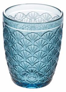 Set 4 bicchieri in vetro colorato con decoro in rilievo Deco