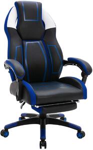 Sedia da ufficio Clovis in ecopelle nera/blu