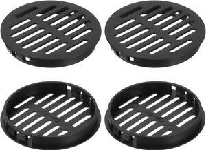 Copertura per ventilatori da soffitto rotonda da 80 mm, in plastica nera, confezione da 4 pezzi, per una facile circolazione dell'aria in bagno, ufficio, cucina e armadio
