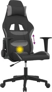 VidaXL Sedia da gioco con funzione massaggio in tessuto nero e grigio chiaro