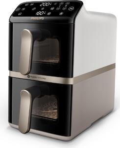 Philips Friggitrice ad Aria Doppio Cestello Capacit 10 Litri Potenza 2750 Watt con Tecnologia Rapid Air Timer e Termostato Regolabile colore Nero/
