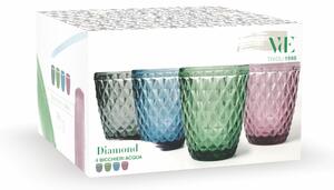 Bicchieri acqua bibite e drink set 4 bicchieri colorati Diamond 240 ml
