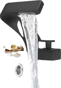 Rubinetto per lavabo, a soffitto, con controllo dell'acqua calda e fredda, nero