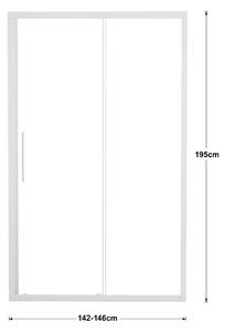 Porta doccia scorrevole Record 146 cm, H 195 cm in vetro, spessore 6 mm trasparente bianco